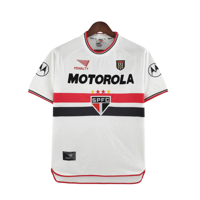 Retrô - Camisa  São Paulo I 2000 Torcedor Penalty Masculina - Branco e Vermelho