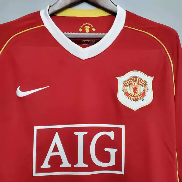 Retrô - Camisa Manga Longa Manchester United I 06/07 Torcedor Nike Masculina - Vermelha