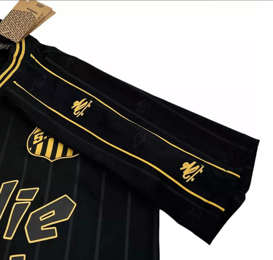 Camisa Santos Charlie Brown Jr Preta Com Dourado