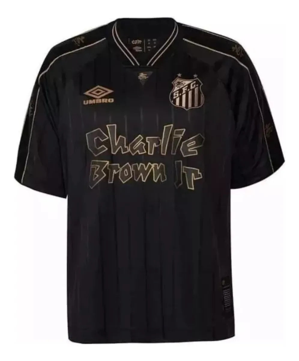 Camisa Santos Charlie Brown Jr Preta Com Dourado